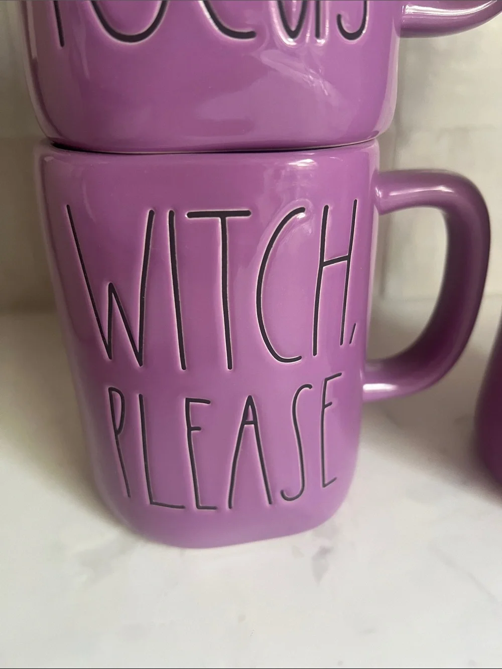 Rae Dunn Purple Halloween Witch Hocus Pocus, Magic Mug Set